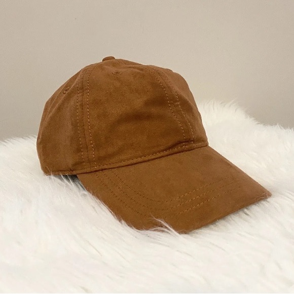 $59.50 J Crew Faux Suede Adjustable Light Cognac Brown Baseball Cap Hat NEW NWT - Picture 3 of 9